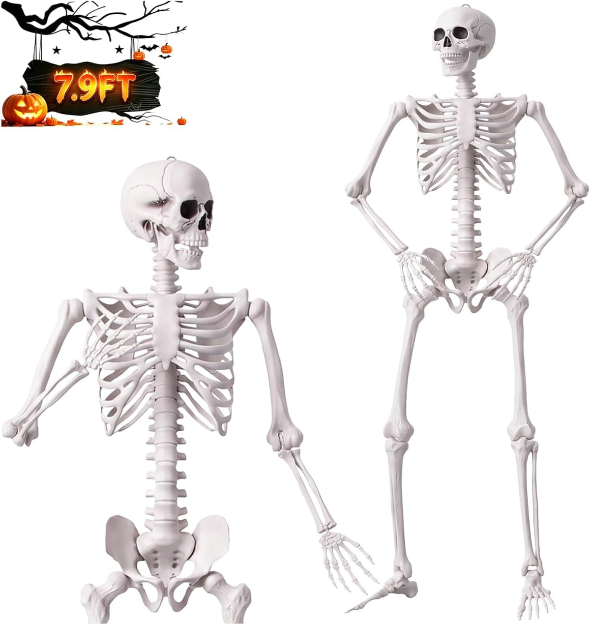 7.9 ft Giant Halloween Skeleton, Poseable