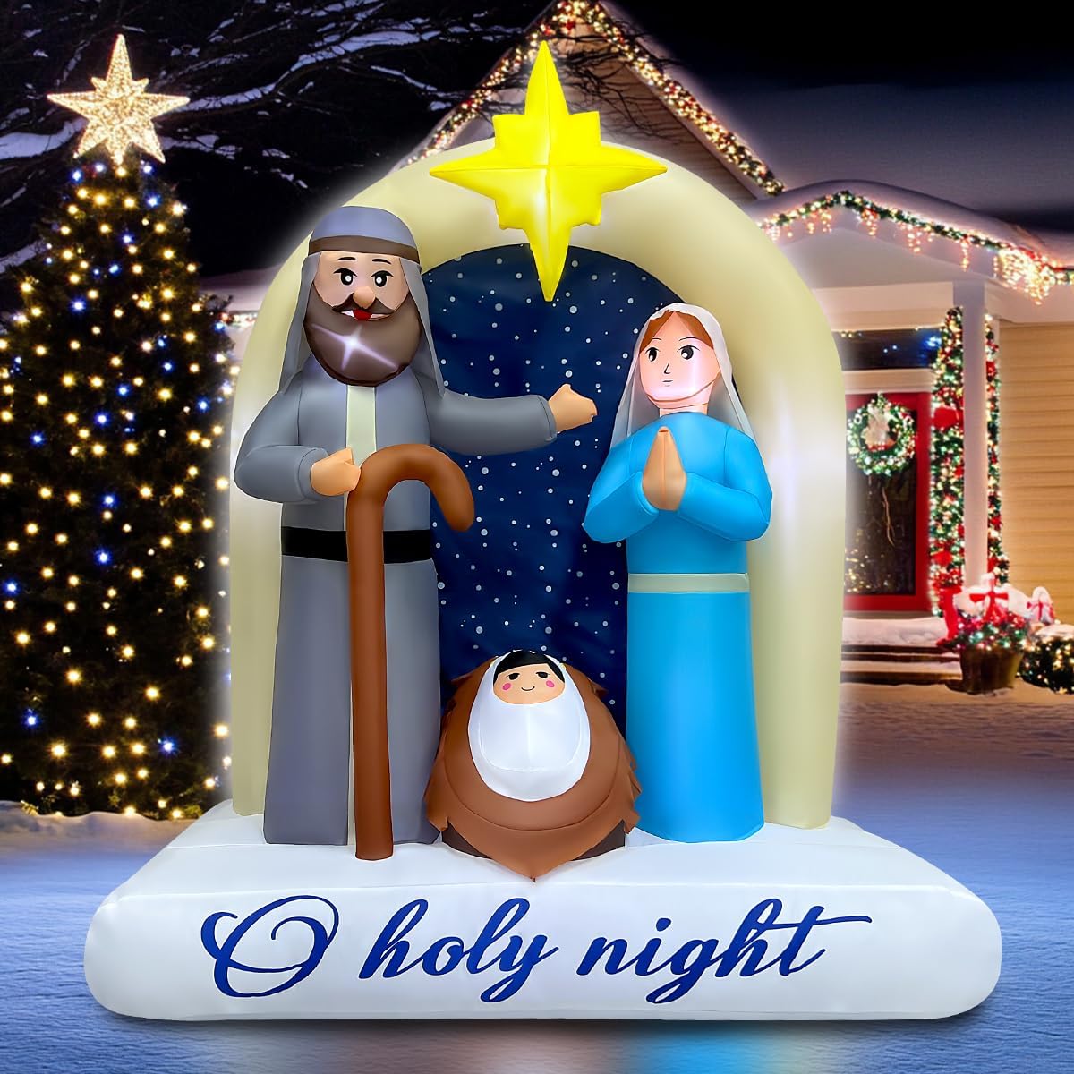 6 ft Nativity Scene Christmas Inflatable, LED Lighted