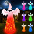 Tall ghost inflatable with a red flame light effect and small samples in other colors