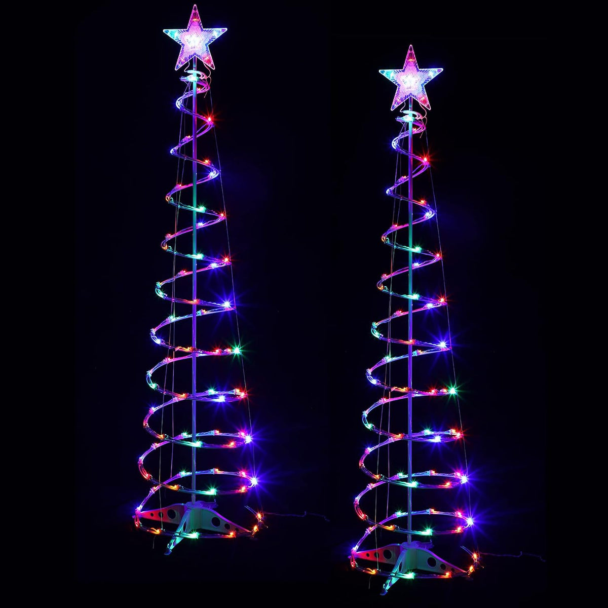 2-Pack 6 ft Spiral Christmas Tree Lights, 125 Colorful LEDs