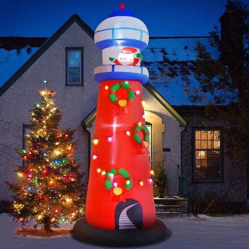 10 ft Lighthouse Beacon with Santa Christmas Inflatable