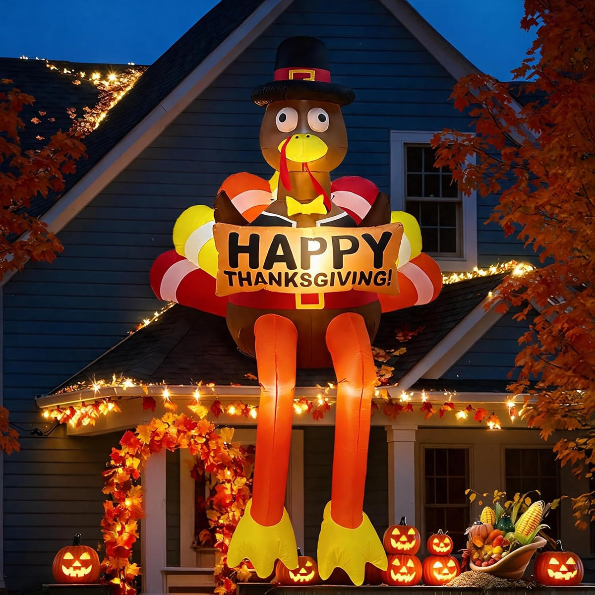 8 ft LED Lighted Thanksgiving Turkey Inflatable