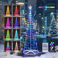 RGB LED cone Christmas tree with a star and eight color preset samples, a remote and a phone app