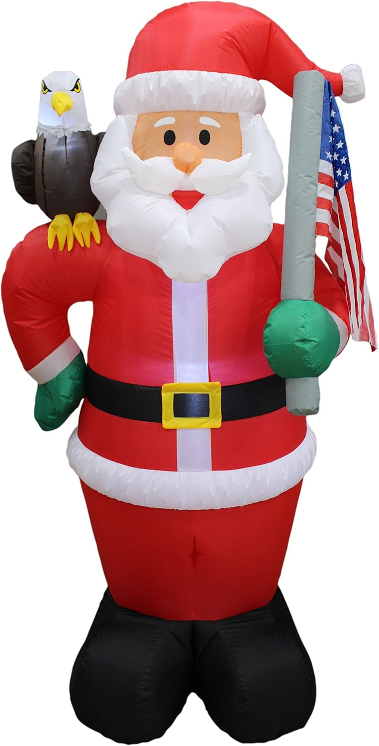 6 ft Patriotic Santa with Eagle and Flag Inflatable, Lighted