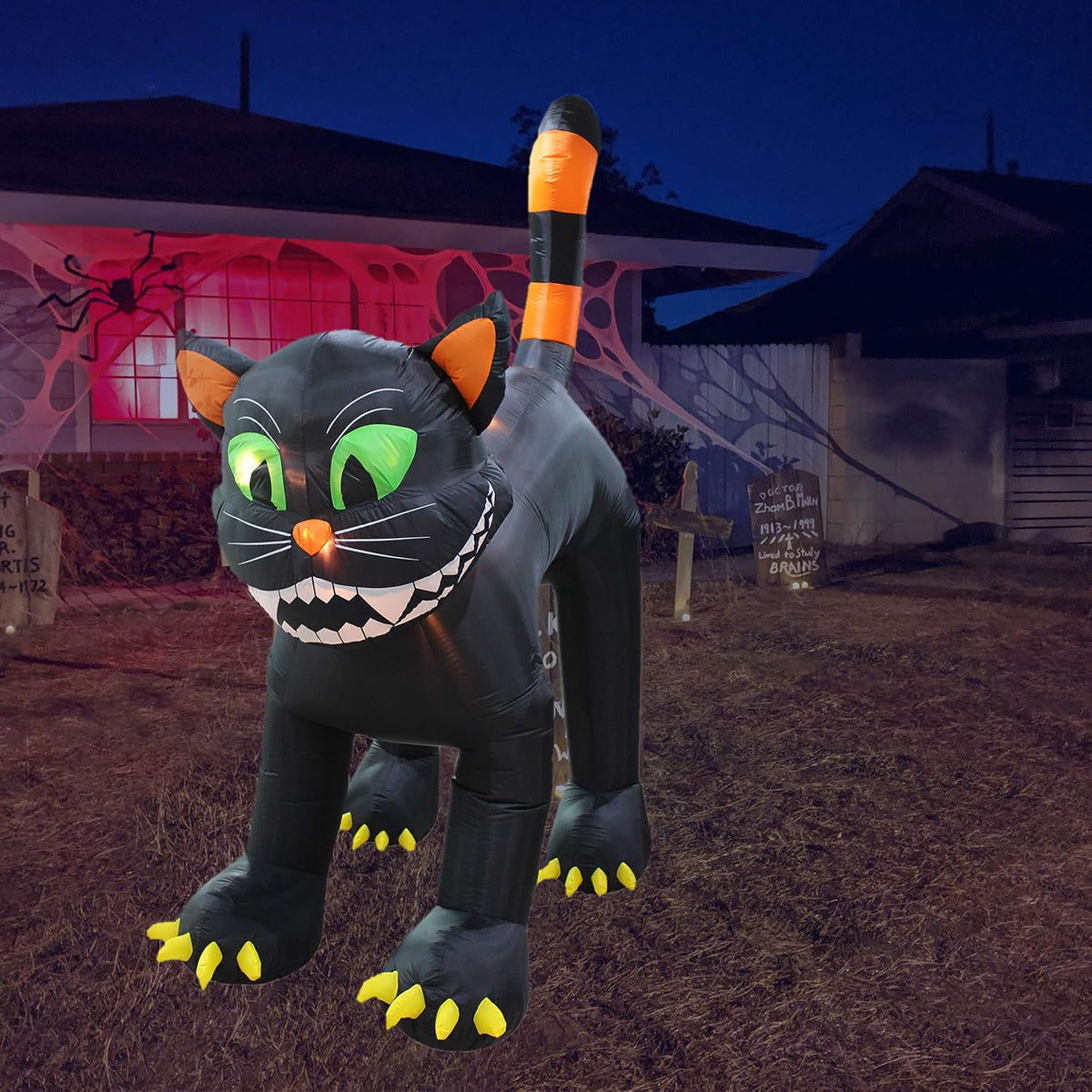 11 ft Animated Giant Black Cat Halloween Inflatable, Lighted