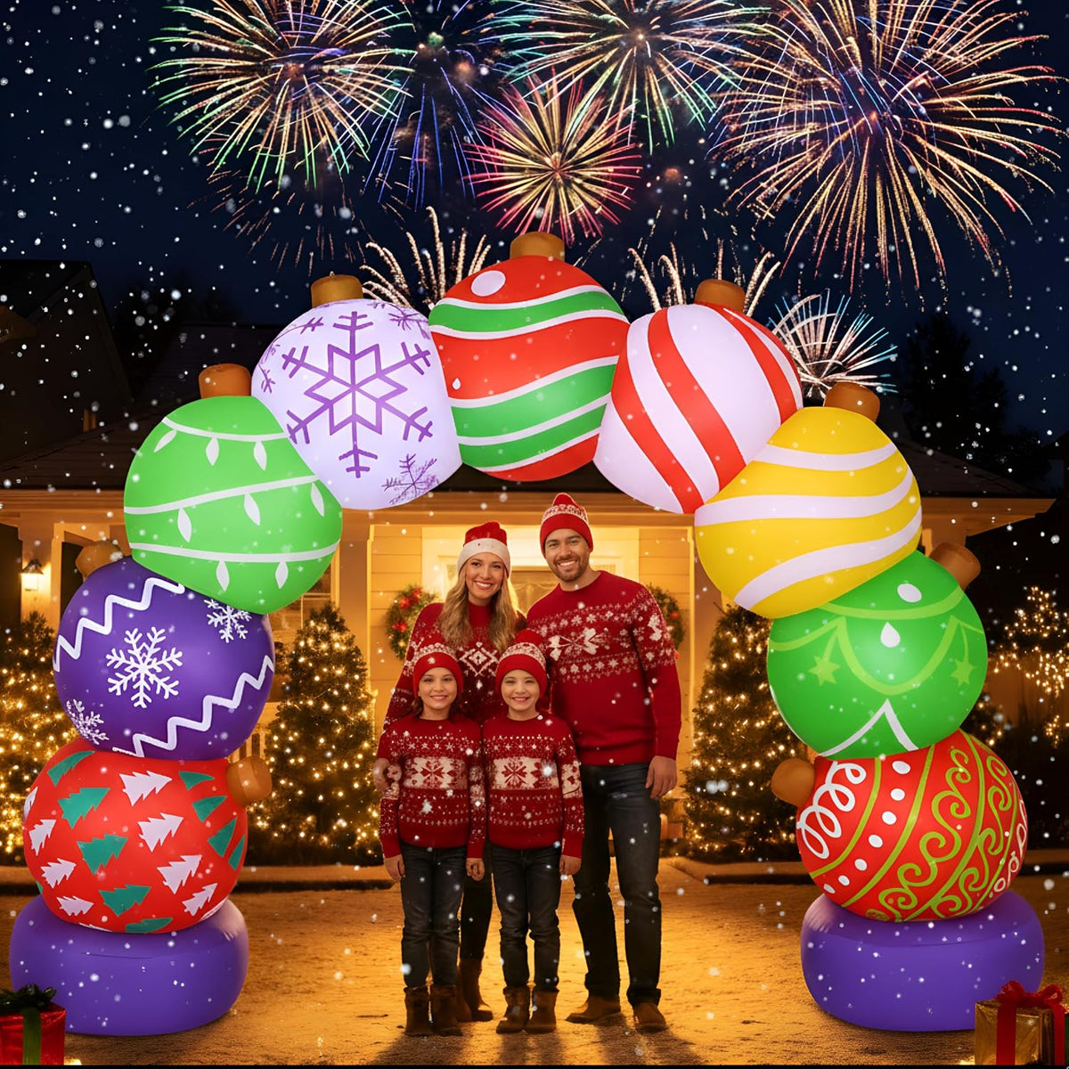 8 ft Ornament Ball Christmas Archway Inflatable, LED